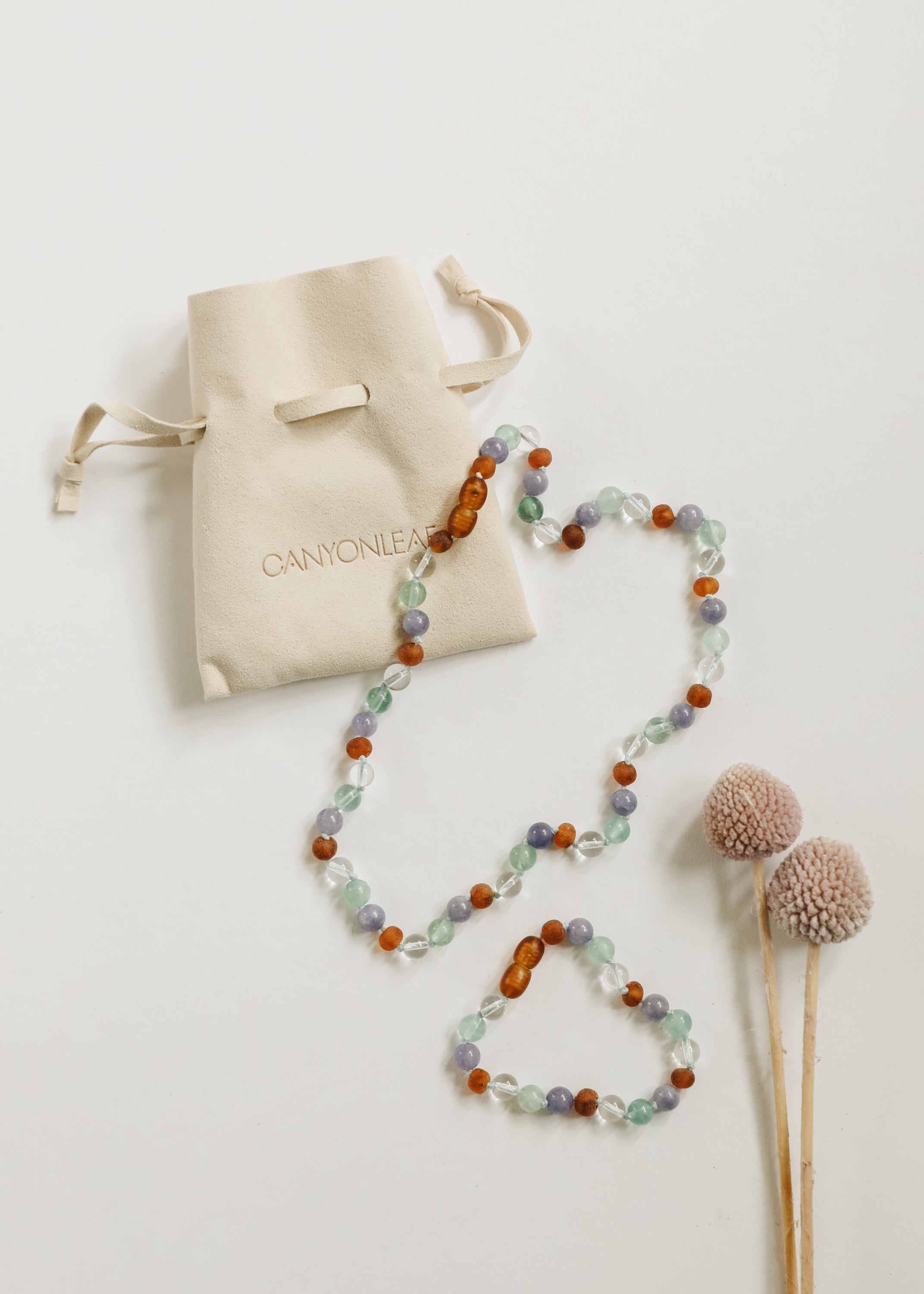 Baltic Sea Amber + Natural Gemstone || Beaded Necklace