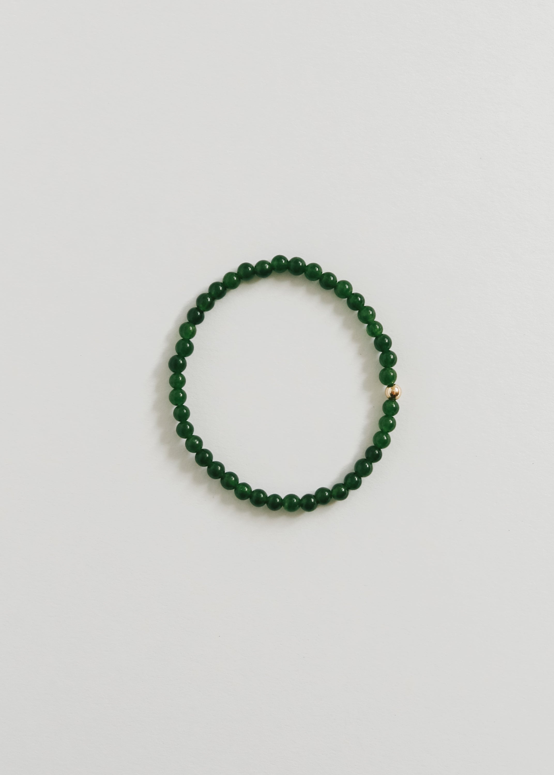 Dainty Green Jade + 14K Gold Filled || Beaded Stretch Bracelet