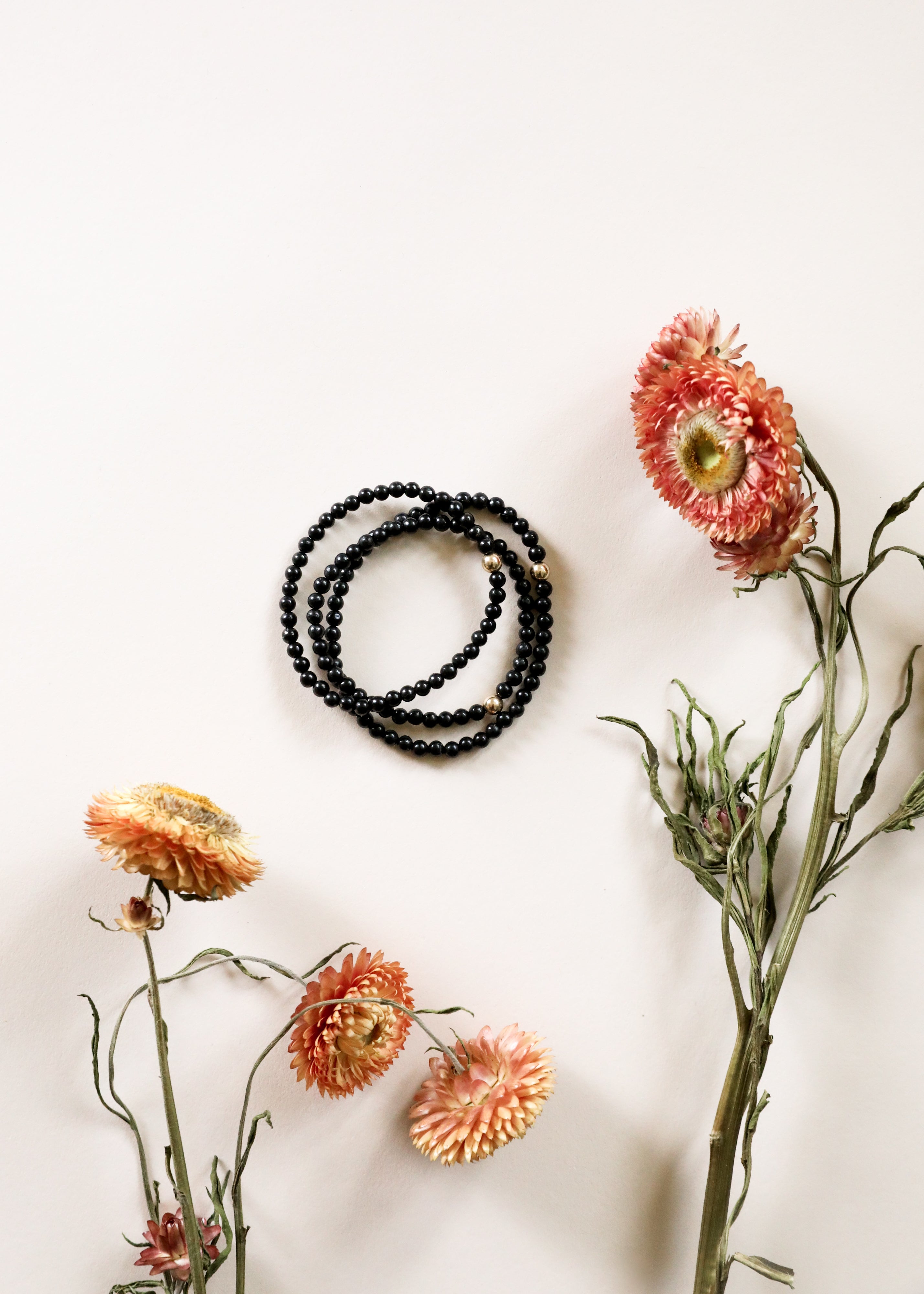 Dainty Shungite + 14K Gold Filled || Beaded Stretch Bracelet